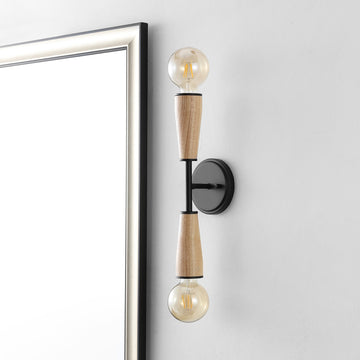 Katia 5.13" Modern Designer Iron/Wood Double Sided Hourglass LED Sconce - JONATHAN Y